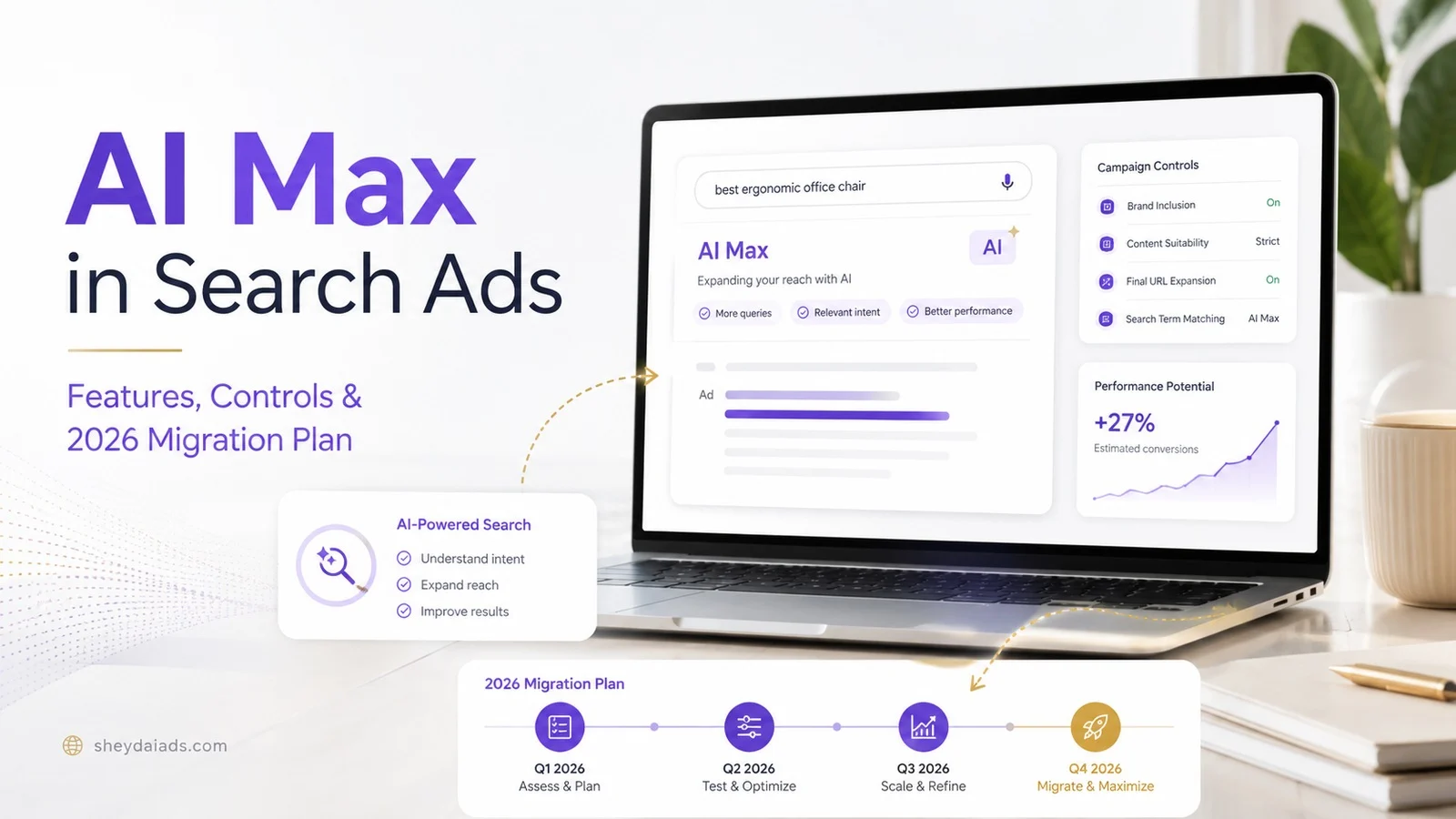 AI Max در Search Ads با رابط جست‌وجو و برنامه مهاجرت ۲۰۲۶